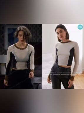 Urban Outfitters Cream and Black Long Sleeve Top